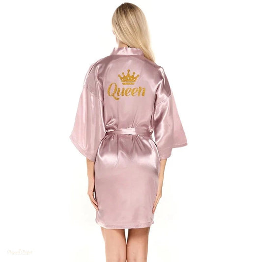 Peignoir Satin Mauve Satiné Femme - Couronne - Mauve Satiné - XXL