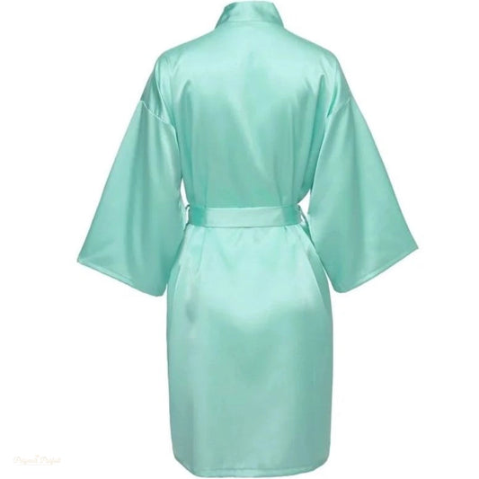 Peignoir Satin Menthe Glacée Femme - Robe Demoiselle d'honneur - Menthe Glacée - S