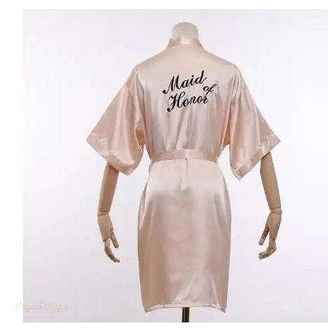 Peignoir Satin Rose Poudré Demoiselle d'Honneur - Rose Poudré - XXL