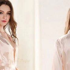 Peignoir Satin Rose Poudré Femme Kimono - Rose Poudré - XXL