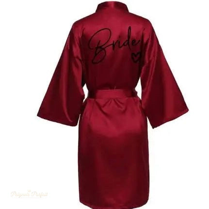 Peignoir Satin Rouge Vin Femme - Bride - Rouge Vin Satiné - XL