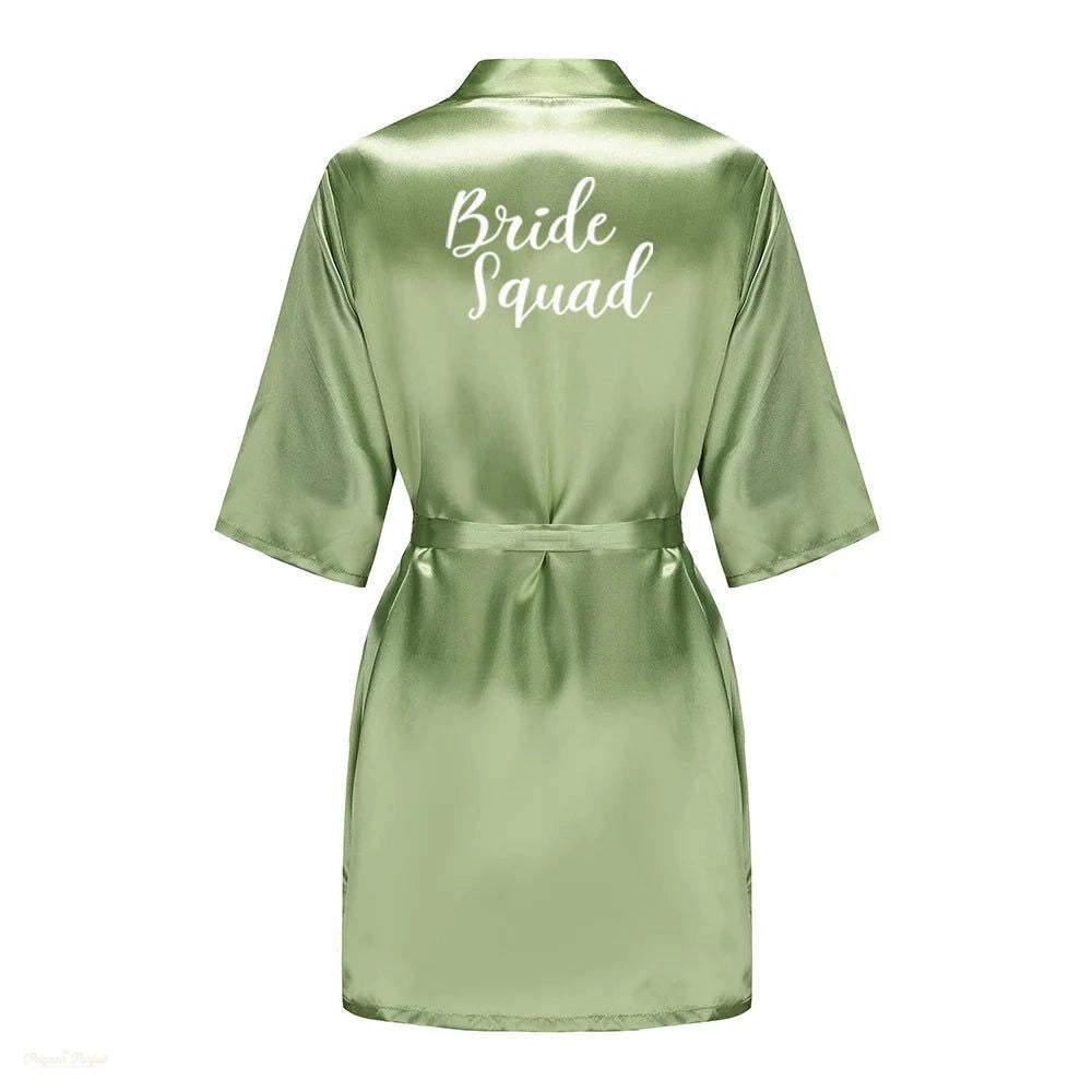 Peignoir Satin Vert Sauge Femme Mariage - Vert Sauge - M