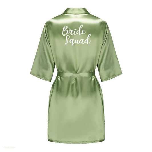 Peignoir Satin Vert Sauge Femme Mariage - Vert Sauge - M