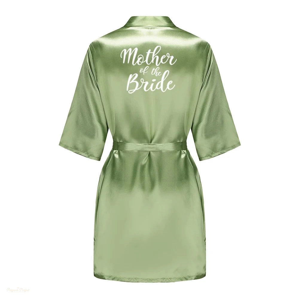 Peignoir Satin Vert Sauge Femme Mariage - Vert Sauge Satiné - L