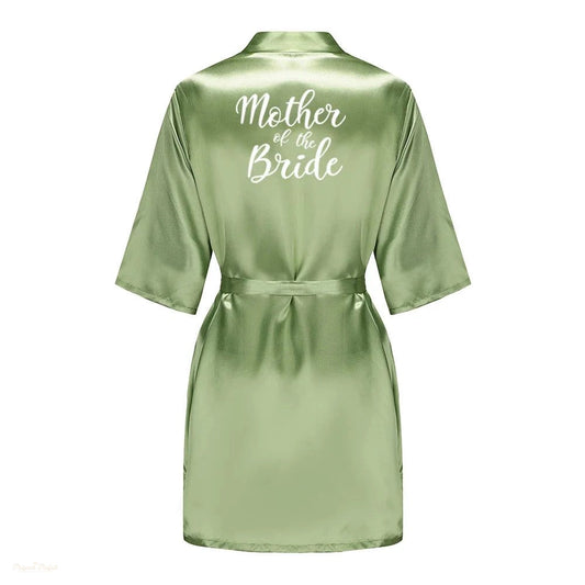 Peignoir Satin Vert Sauge Femme Mariage - Vert Sauge Satiné - L