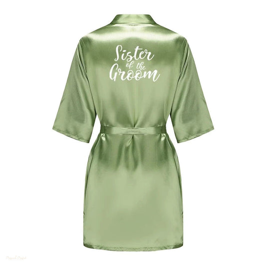 Peignoir Satin Vert Sauge Femme Mariage - Vert Sauge Satiné - XL