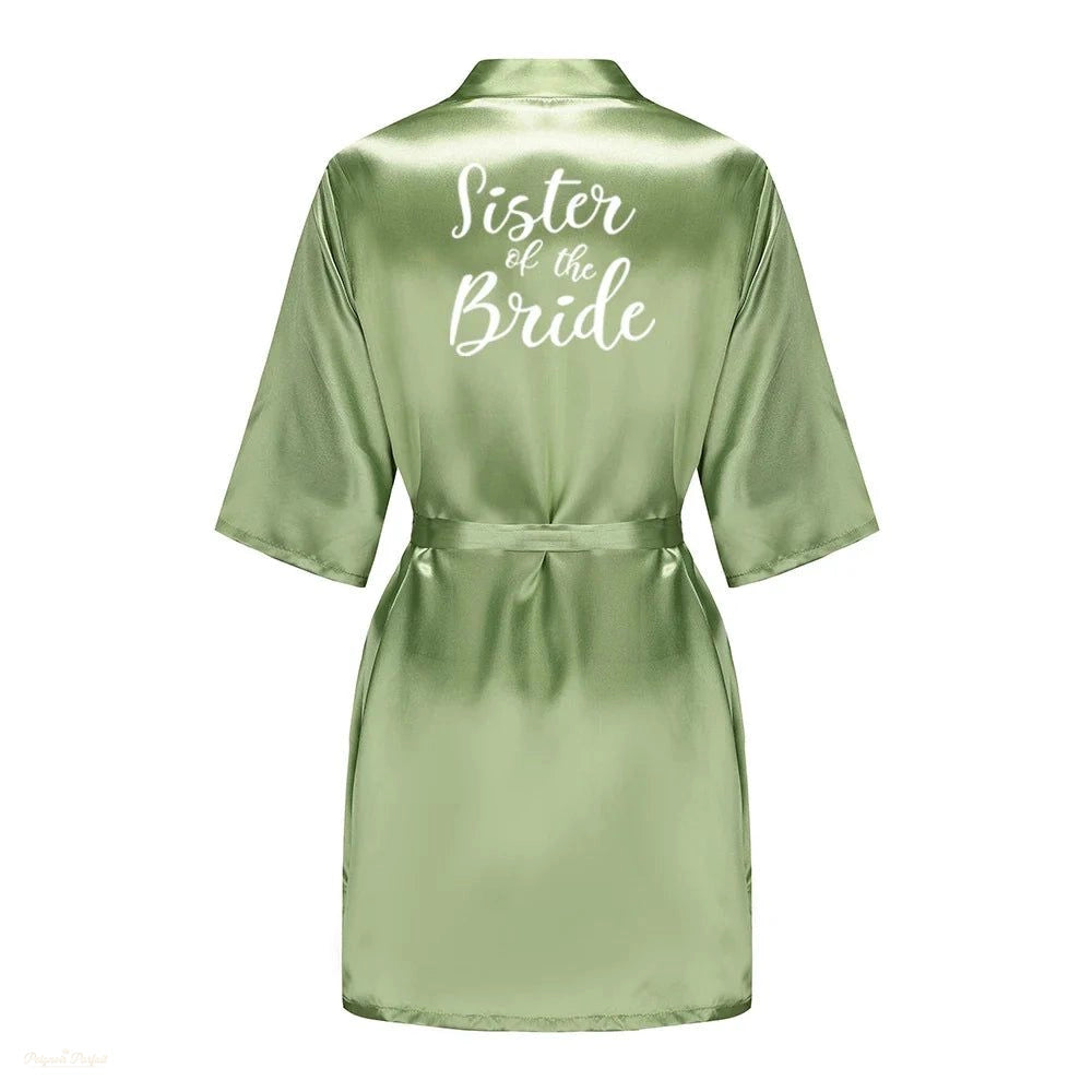 Peignoir Satin Vert Sauge Femme - Sister of the Bride - Vert Sauge - L