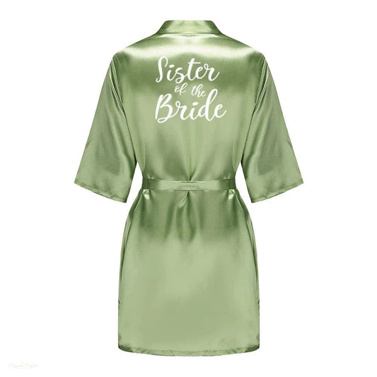 Peignoir Satin Vert Sauge Femme - Sister of the Bride - Vert Sauge - L