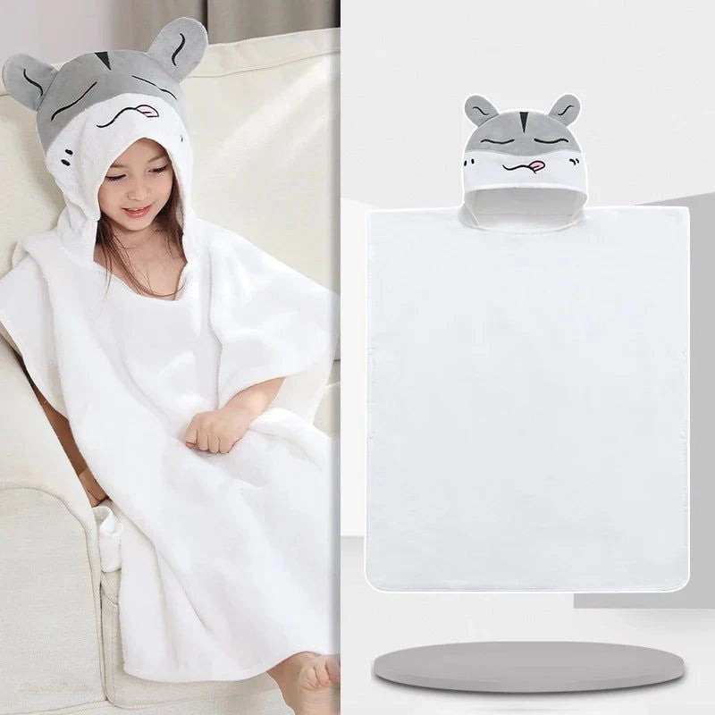 Poncho Serviette Enfant Blanc Pur Capuche Hamster - Blanc Pur - Chine - 90-120cm (Enfant)