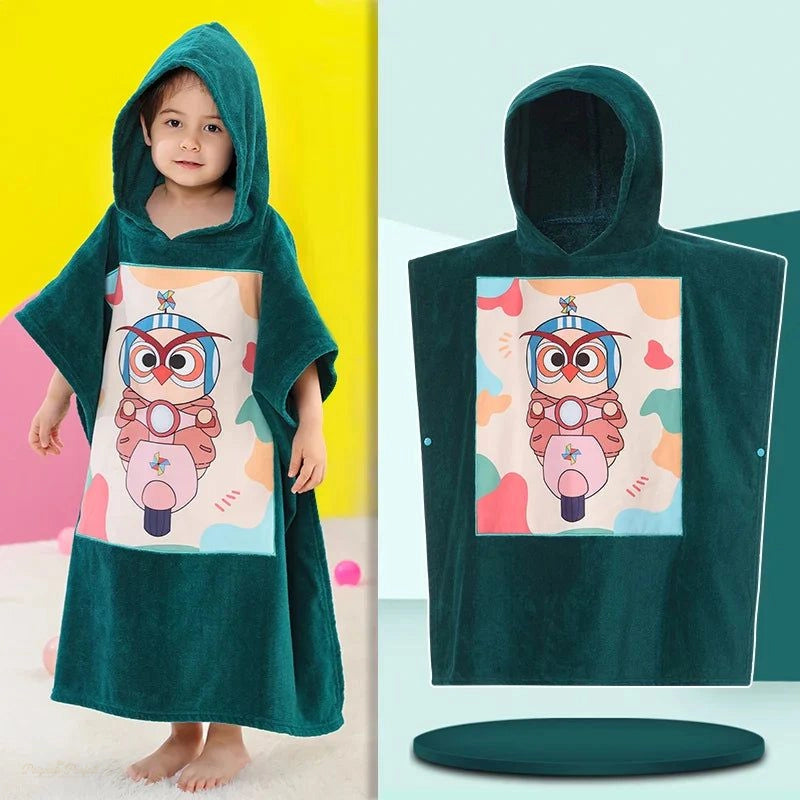 Poncho Serviette Enfant Vert Forêt Coton Absorbant - Vert Forêt - Chine - 150-170cm (Unisexe)