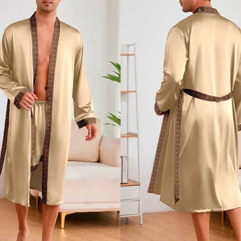 Pyjama 2 pièces homme satin champagne doré - Champagne Doré - L