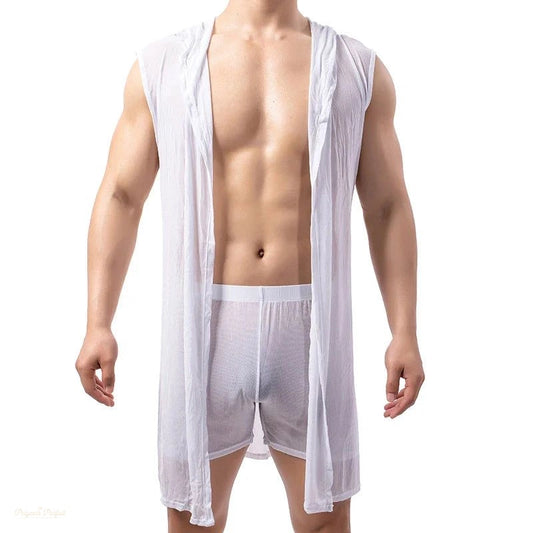 Pyjama Homme Été Blanc Pur - Short et Gilet - Blanc Pur - XL