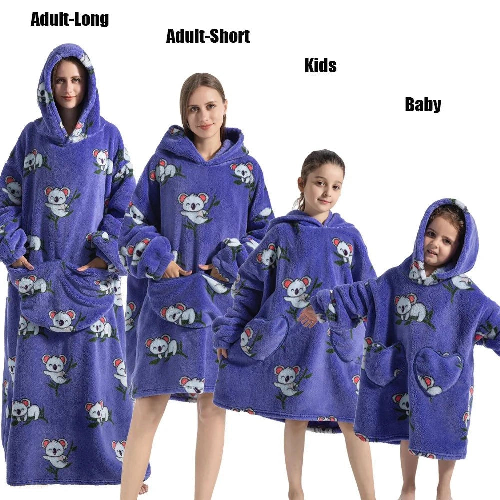 Pyjama Kigurumi Flanelle Enfant Bleu Violet Surdimensionné - Bleu Violet - S (Enfant)