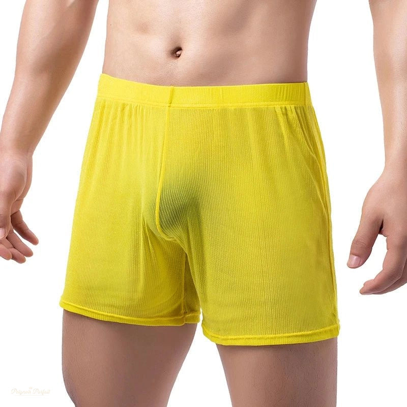 Short Pyjama Homme Jaune Vif Léger et Confortable - Jaune Vif - S