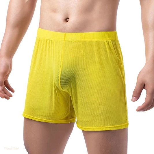 Short Pyjama Homme Jaune Vif Léger et Confortable - Jaune Vif - S